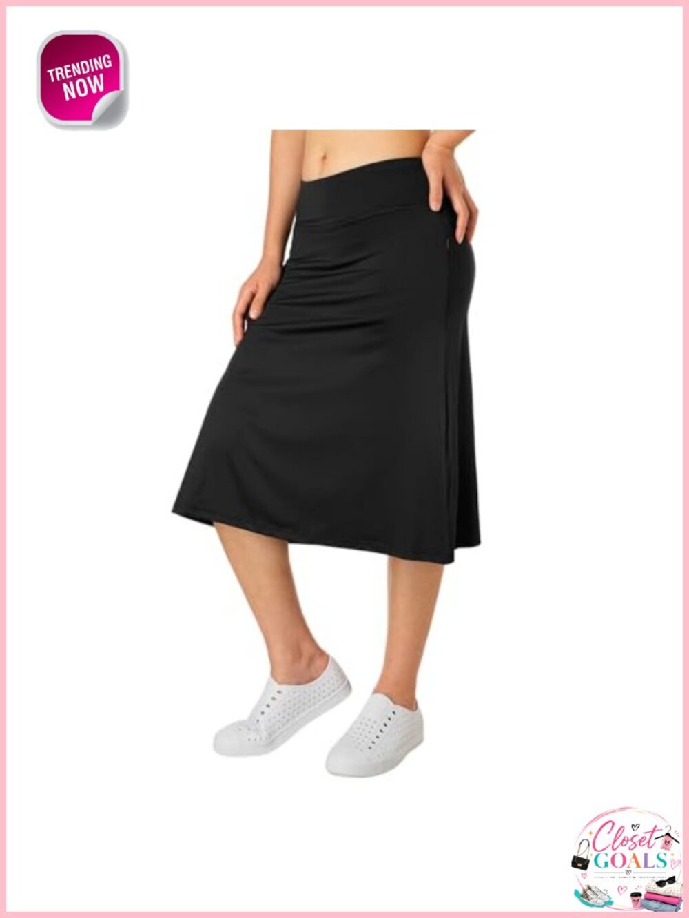 Women's Midi Knee Length Skort Athletic Swim Skort with Pockets